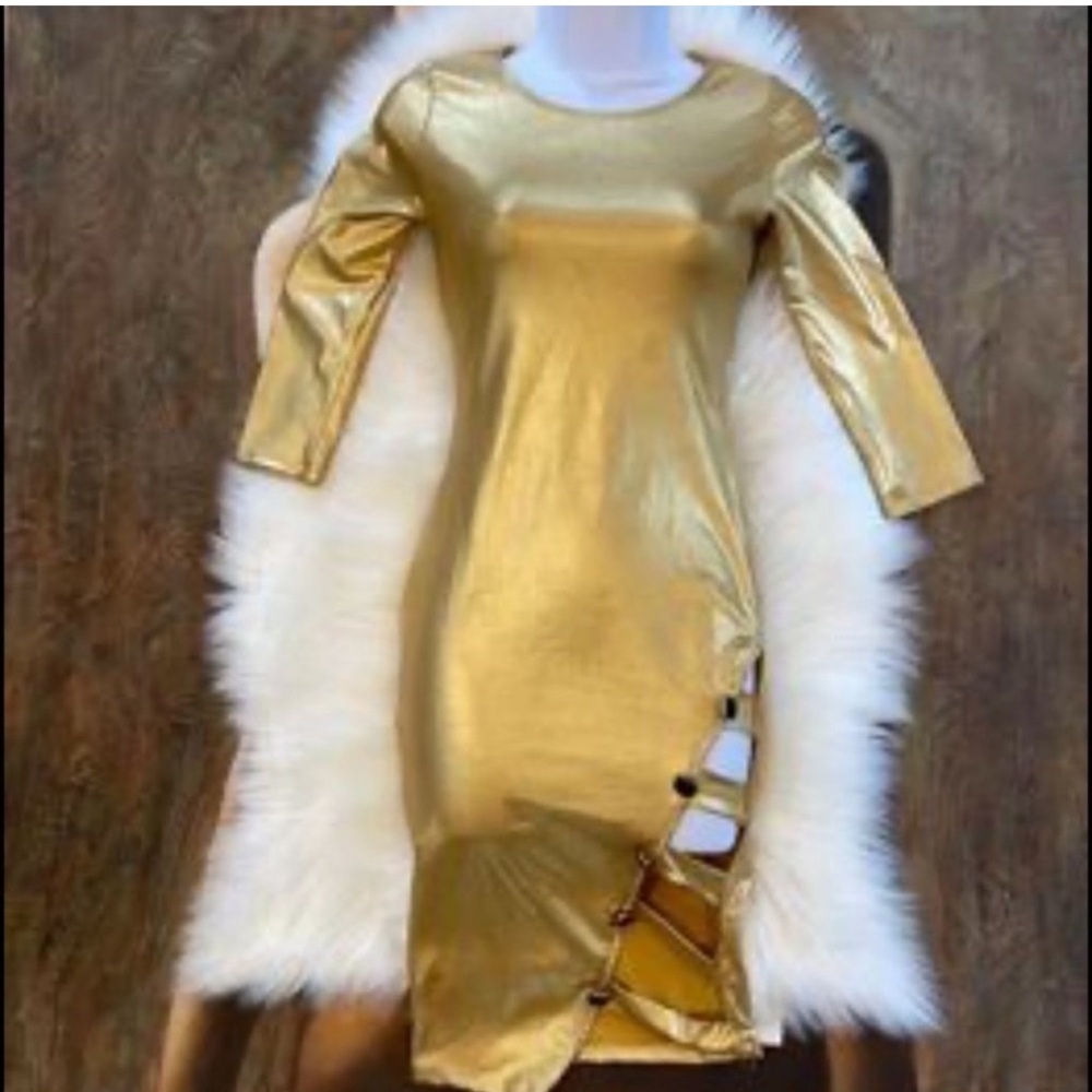 Codigo gold bodycon dress women's size small GUC